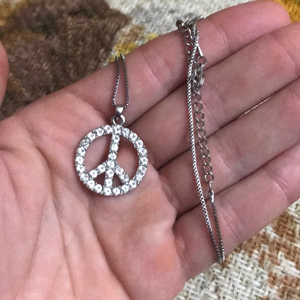 THREE FOR $22 Peace Sign Rhinestone Necklace 🌸 - Picture 3 of 3